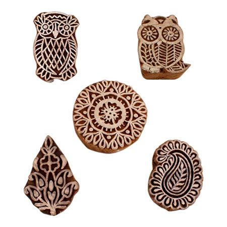 Set of 5 Piece New Mix Wooden Printing Blocks